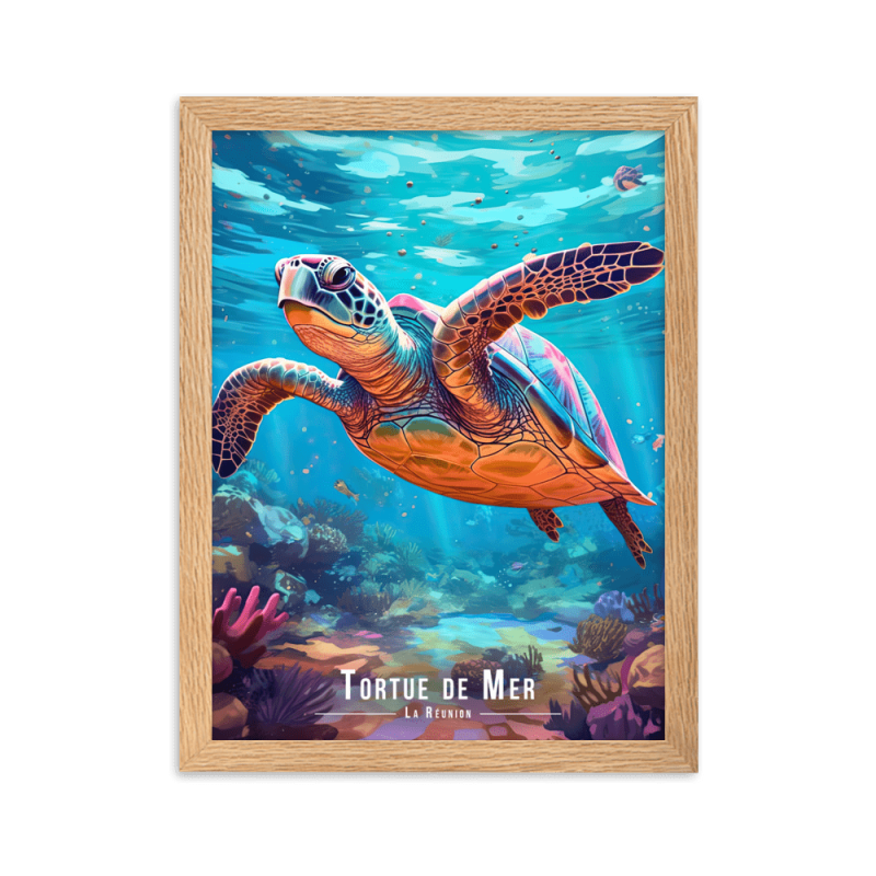 Tortue et vie marine a la reunion 50 × 70 cm