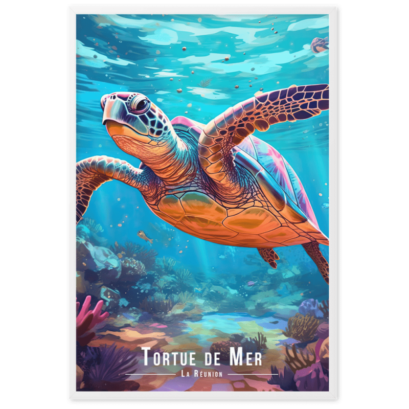 Tortue et vie marine a la reunion 61 × 91 cm