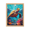 Tortue naviguant les recifs  50 × 70 cm