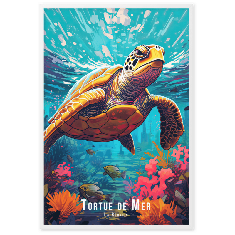 Tortue naviguant les recifs 61 × 91 cm