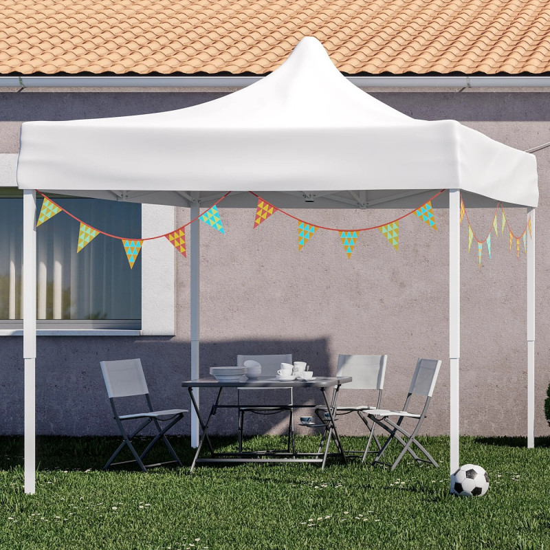 Tonnelle pliable Bora acier blanc