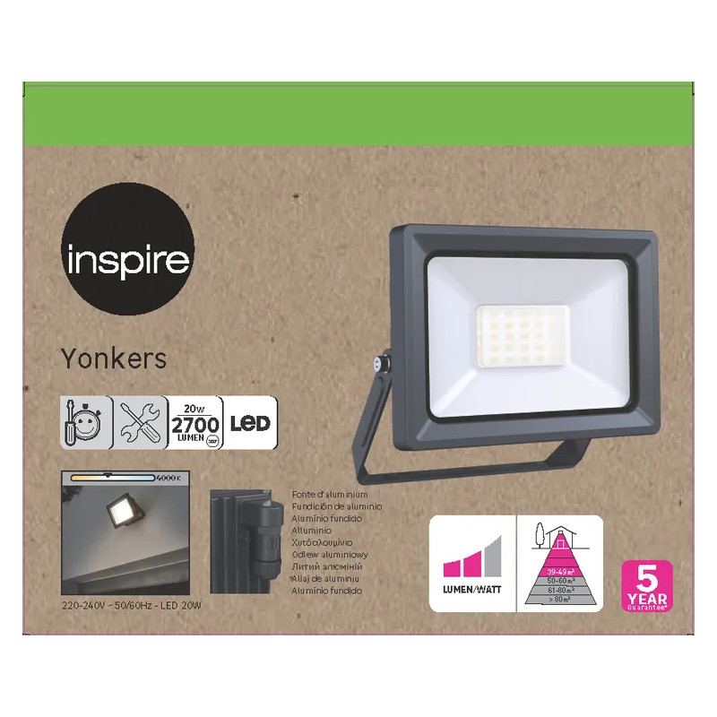 PROJ LED YONKERS 20W ANTH