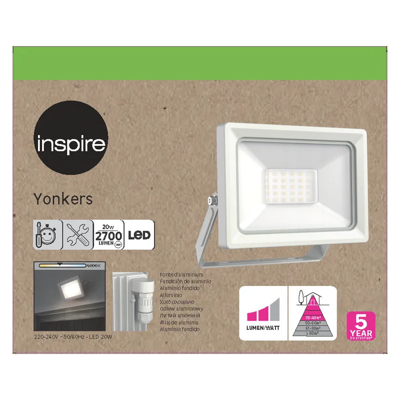 PROJ LED YONKERS 20W BLANC
