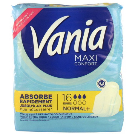 Serviettes hygiéniques Maxi Confort Normal+ avec ailettes x16 - VANIA - VANSVNOR+18