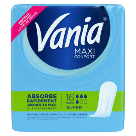 Serviettes hygiéniques Maxi Confort Super x16 - VANIA - VANSVSUP16