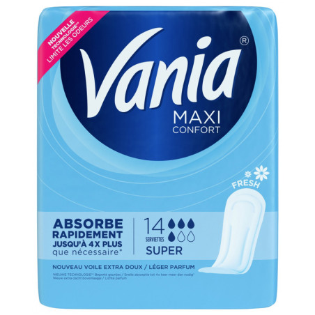 Serviettes hygiéniques Maxi Confort Super fresh x14 - VANIA - VANSVSUPFR14