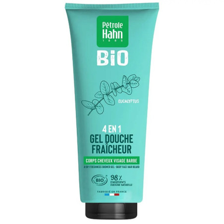 Gel douche 4en1 cheveux visage & barbe fraicheur Eucalyptus blanc 250mL - PETROLE HAHN - 11A00001182