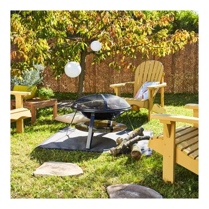 Tapis extérieur noir rectangulaire pour barbecue et plancha l.10 x L.10 cm