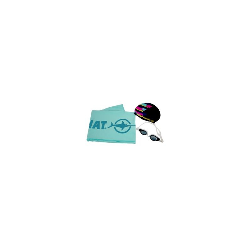 Set de Natation Lunettes + Bonnet Silicone + Serviette Adulte