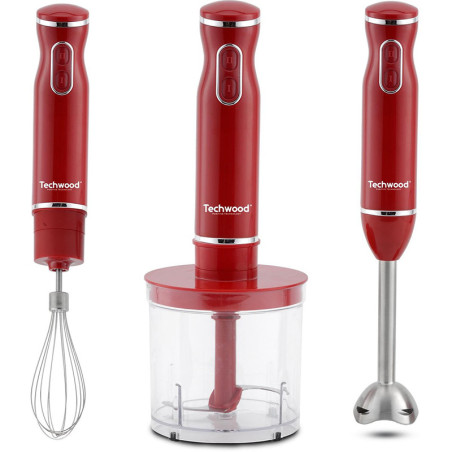 Mixeur plongeant 3en1 600W Rouge - TECHWOOD - ROBTMS9605TECH