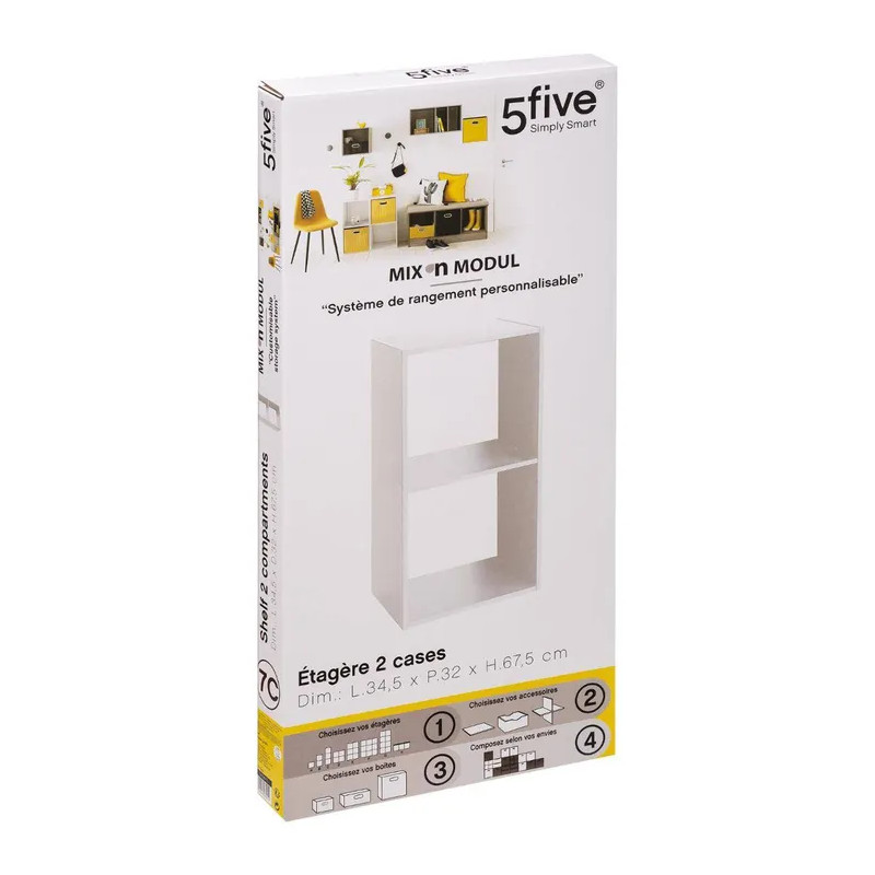 Étagère bois 2 cases mix blanc