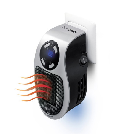 Mini chauffage sur prise murale 500W Noir/Argent - PULLMAN - HOTPLUG