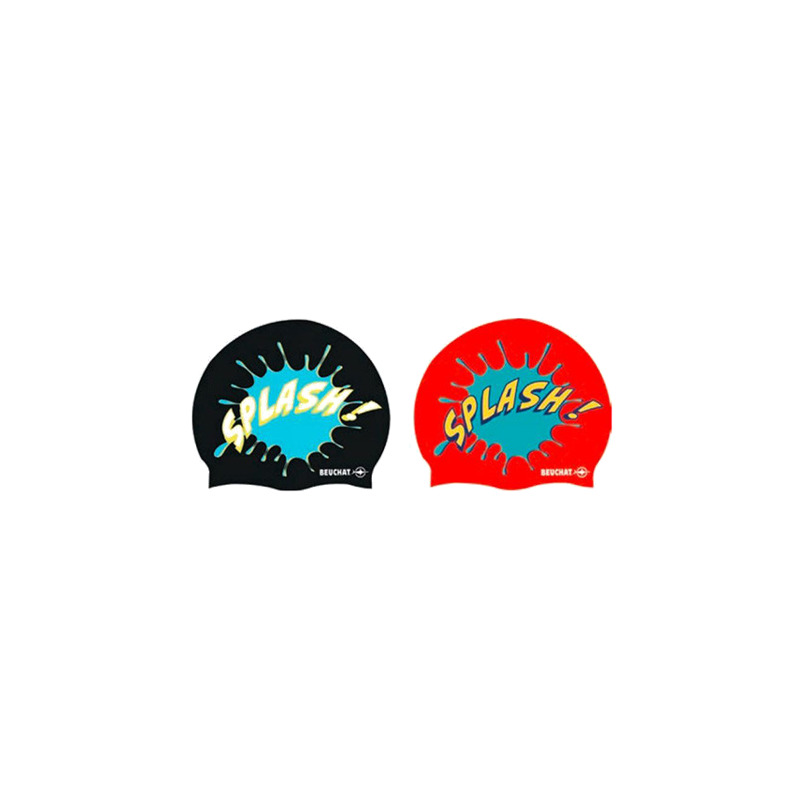 Bonnet de Natation Textile Enfant Splash Noir/Rouge - BEUCHAT - 209206