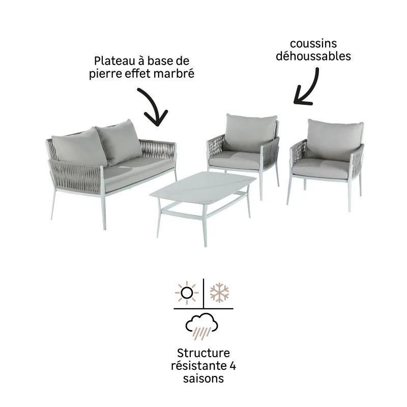 Salon de jardin - HYDRA NATERIAL - Beige - 4 personnes
