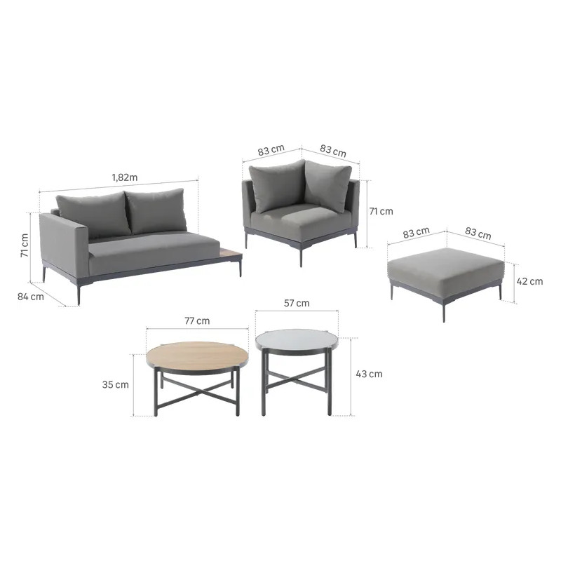 Salon de jardin - OLYROS NATERIAL - Gris foncé - 4 personnes