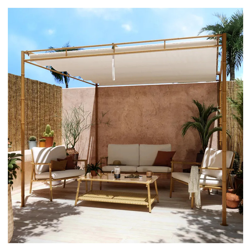 Salon de jardin - BAMBOO NATERIAL - Beige - 4 personnes