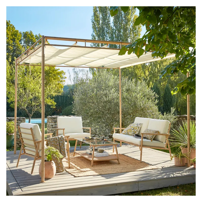 Salon de jardin - BAMBOO NATERIAL - Beige - 4 personnes