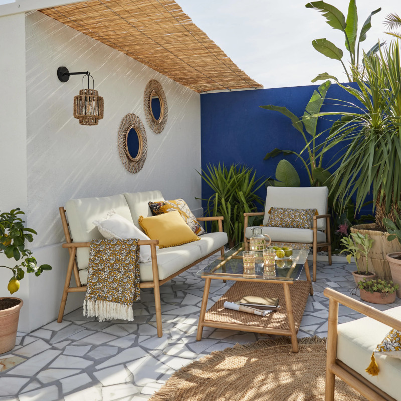 Salon de jardin - BAMBOO NATERIAL - Beige - 4 personnes