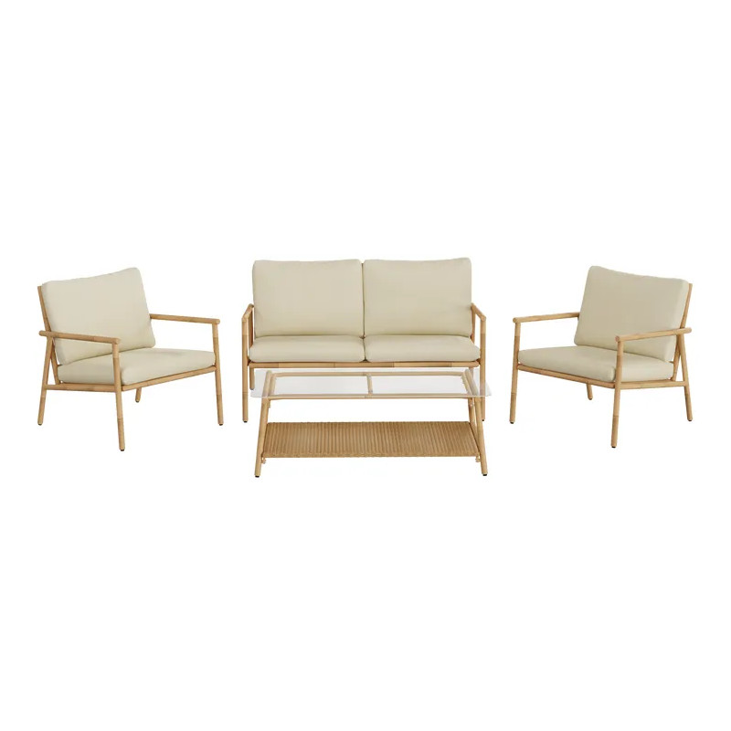 Salon de jardin - BAMBOO NATERIAL - Beige - 4 personnes