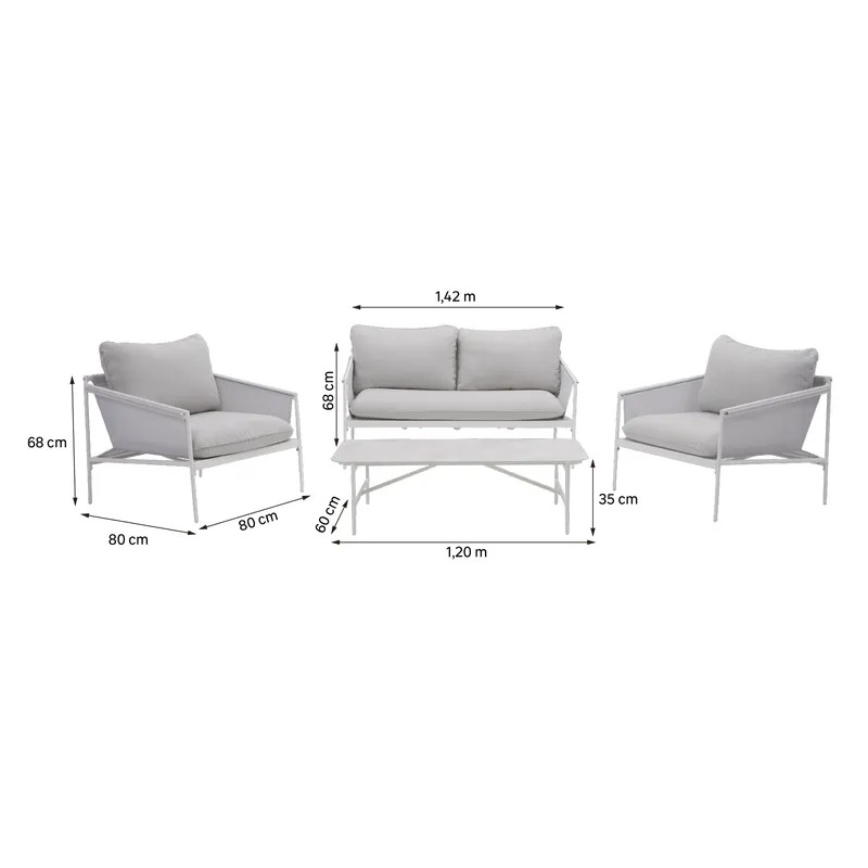 Salon de jardin - SIGMA NATERIAL - Blanc - 4 personnes