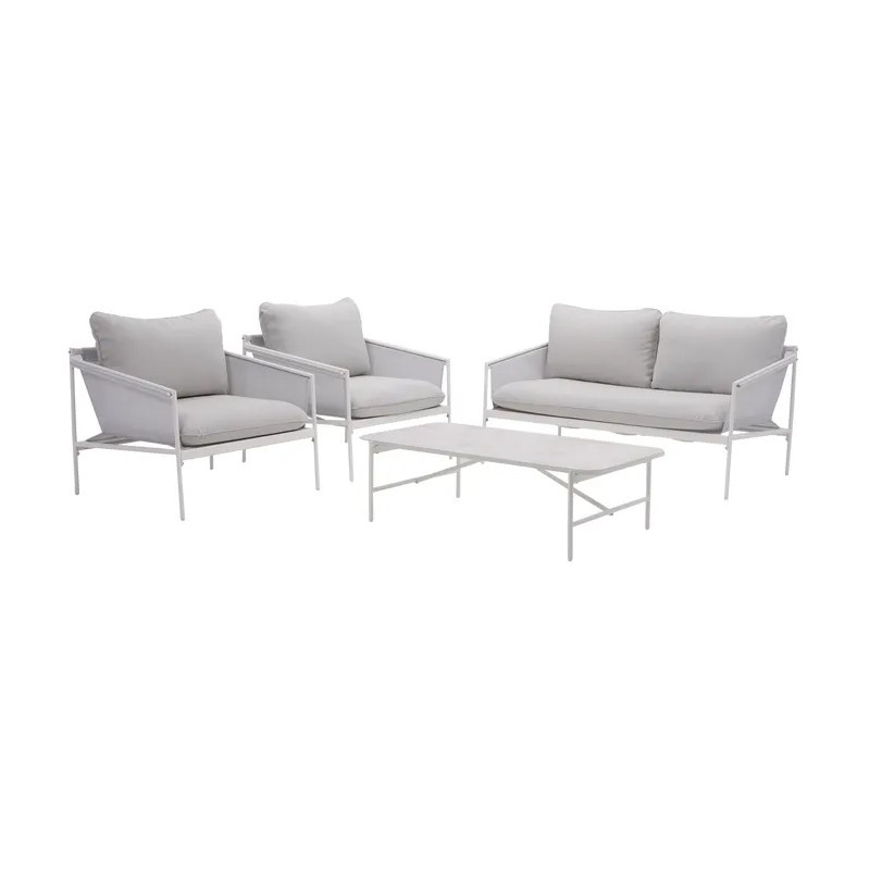 Salon de jardin - SIGMA NATERIAL - Blanc - 4 personnes