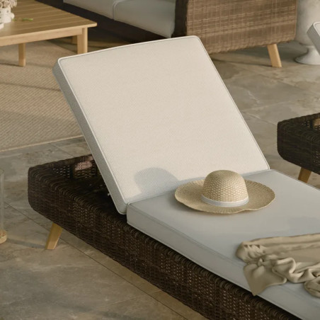 Bain de soleil résine tressée effet bois NEREA