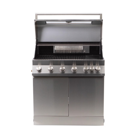 Cuisine d'extérieur en acier et inox, barbecue 6+1 bruleurs Ilo