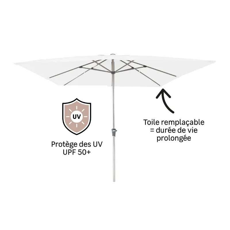 Parasol AURA blanc carré L.285 x l.285 cm