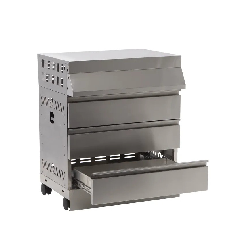 Cuisine d'extérieur en acier et inox, meuble rangement Ilo