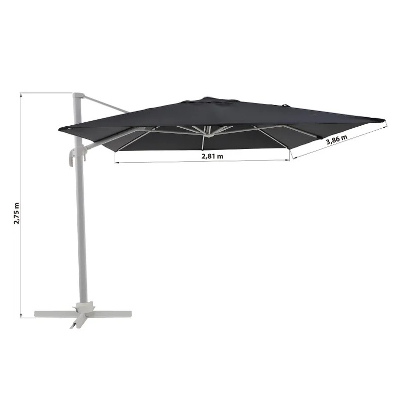 Parasol Aura gris rectangulaire