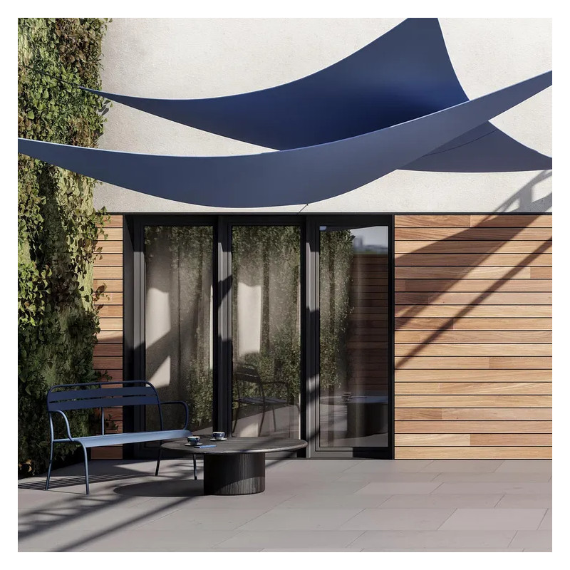 Voile d'ombrage triangulaire bleu saphir L.360 x l.360 cm