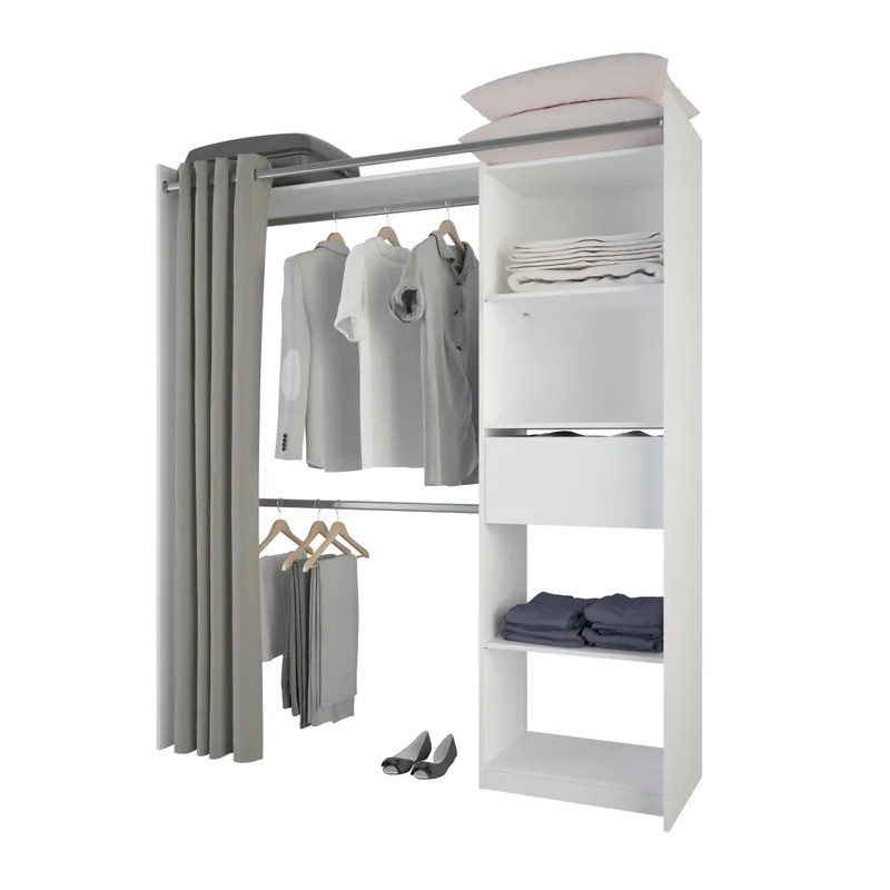 Kit dressing New star blanc avec rideau H.200 x l.122,8/177,2 x P.50 cm
