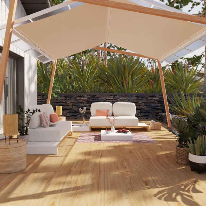 Tonnelle autoportante OXIA acier beige 12 m²