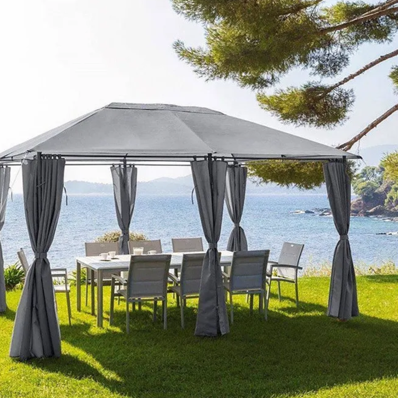 Jeu de 6 rideaux pour la tonnelle Santorini 3 x 4 m Ardoise
