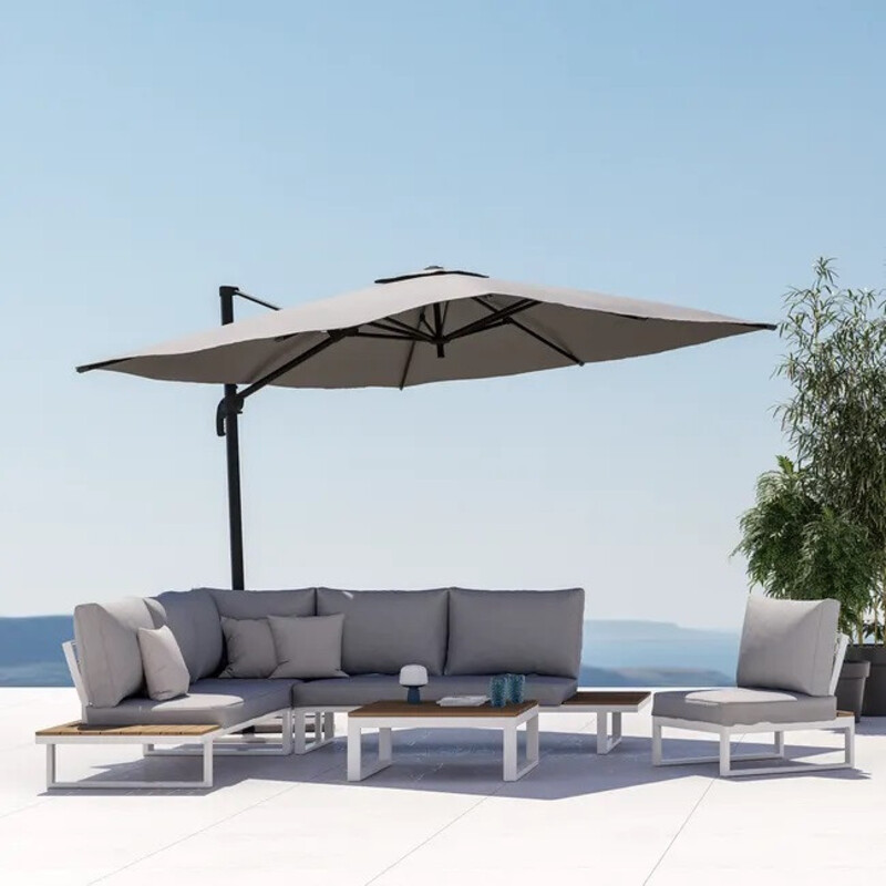 Parasol déporté carré 286 x 286 cm AURA anthracite