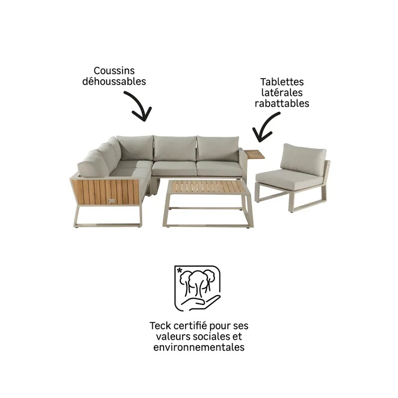 Salon de jardin - ELANI NATERIAL - BEIGE- 6 personnes