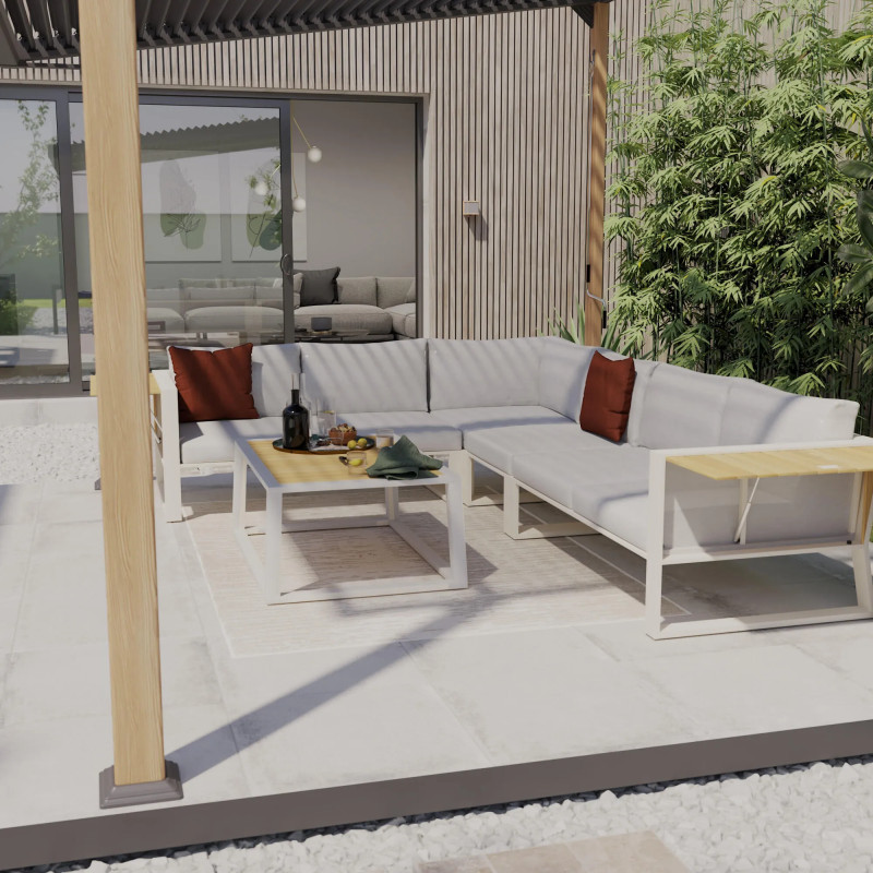 Salon de jardin - ELANI NATERIAL - BEIGE- 6 personnes