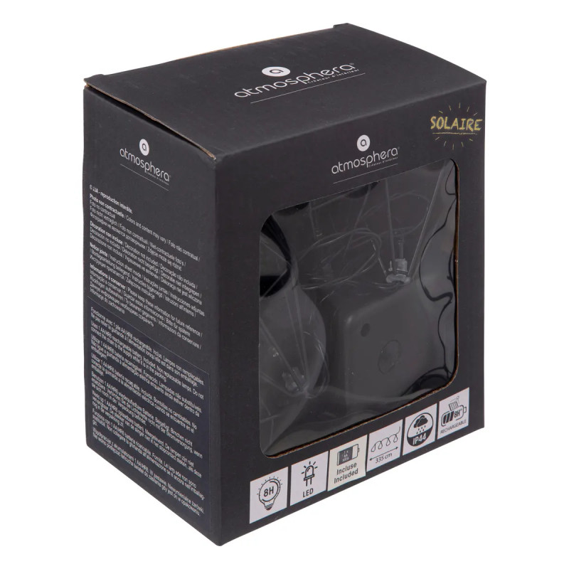 Guirlande 10 boules solaires L.335cm noir