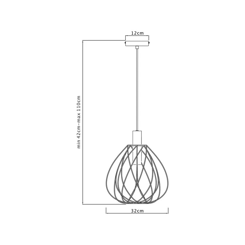Suspension acier MERONE E27 D32 cm