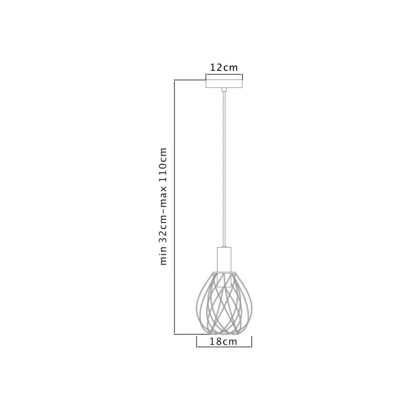 Suspension Merone E27 D18cm en métal noir