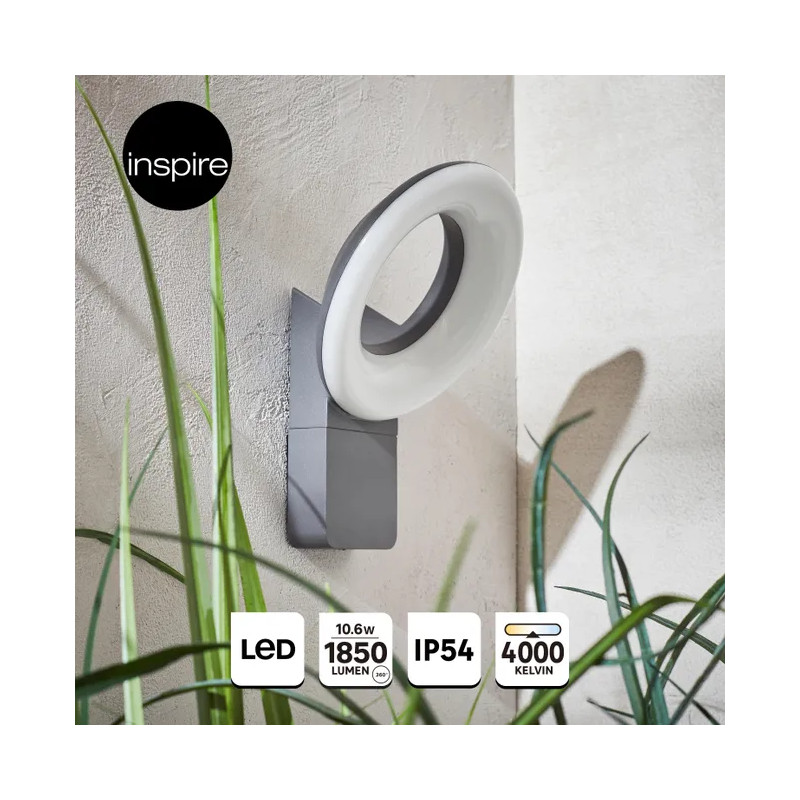 Applique LED aluminium polycarbonate QUITO Gris/Argent