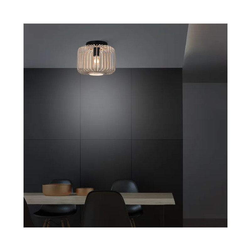 Plafonnier nature métal E27 Noir/beige Pécan