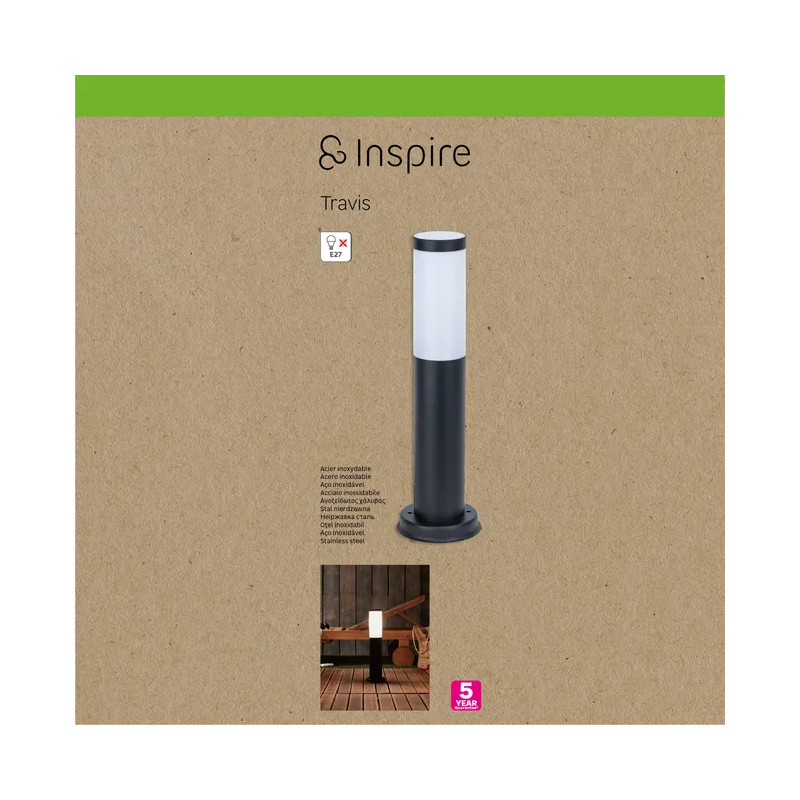 Potelet Extérieur E27 40W 45 cm Noir