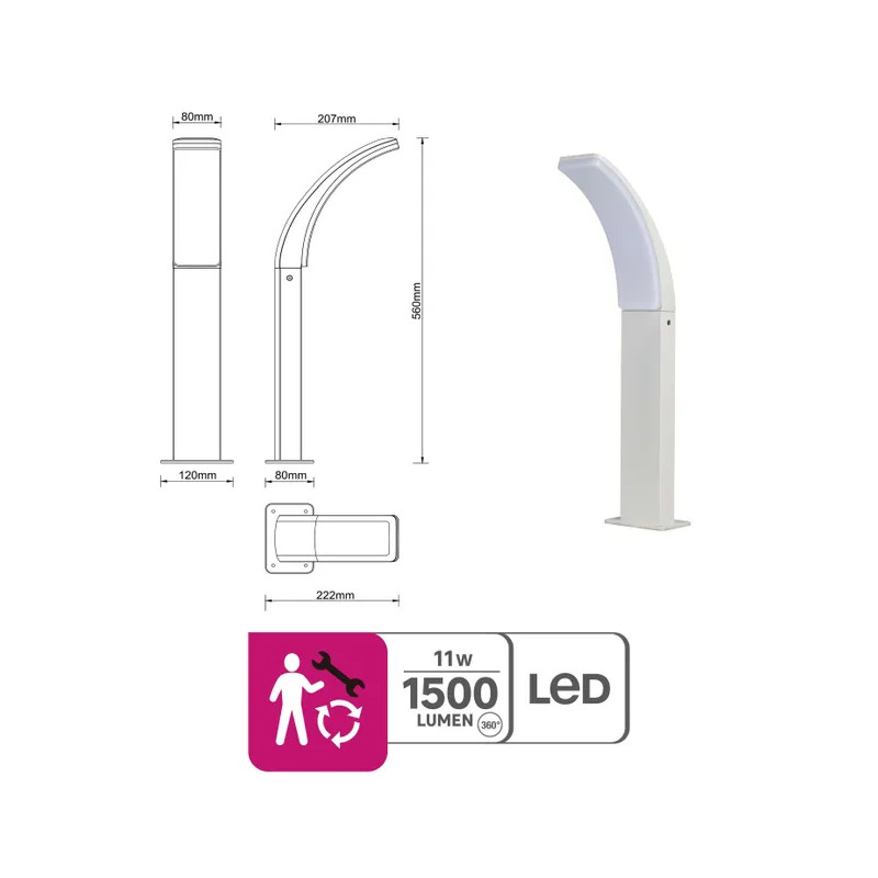 Borne extérieure LAKKO LED 1500 lm blanc