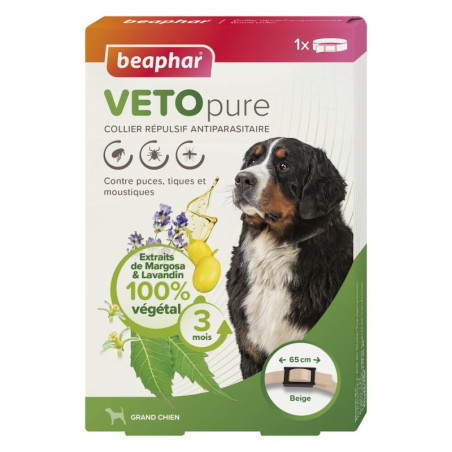 Collier répulsif Antiparasitaire pour chien VETOpure Taille L Beige - BEAPHAR - BACL589