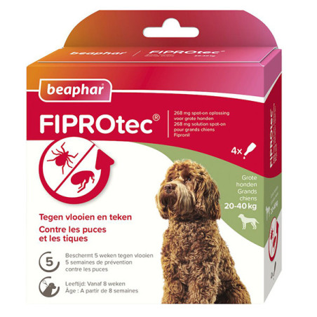 Pipettes antiparasitaires pour grand chien Fiprotec x4 - BEAPHAR - BF4LP937