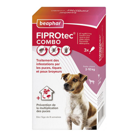 Pipettes pour chien Spot-on Fiprotec Combo Taille S x3 - BEAPHAR - BFCSP066