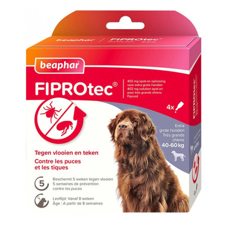 Pipettes pour chien Très Grands Spot-On Fiprotec Taille XL x4 - BEAPHAR - BFXLP944