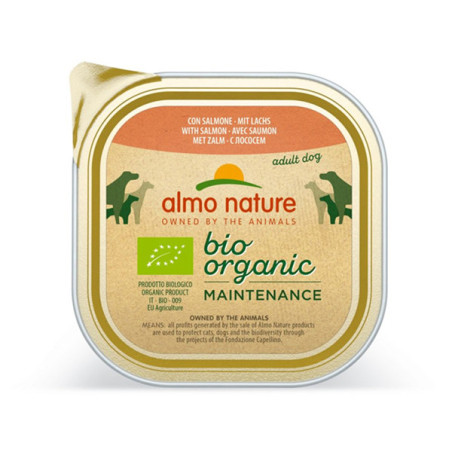 Barquette de pâtée Bio Organic pour chien au saumon 300g - ALMO NATURE - CBCABSH507