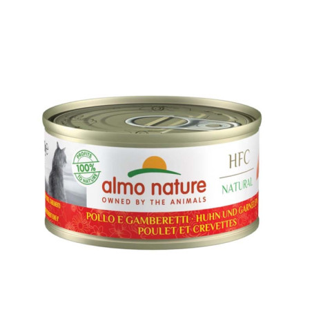 Boîte de pâtée HFC Natural pour chat Poulet et crevettes 70g - ALMO NATURE - CHFABPCH589